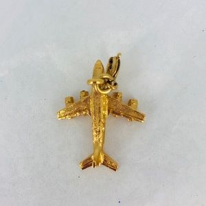 Vintage Jet charm in 14 KT Gold with rubies